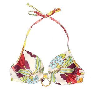 Victoria's Secret Bikini Top Halter Neck Floral Bamboo Summer Vacation Size 34A